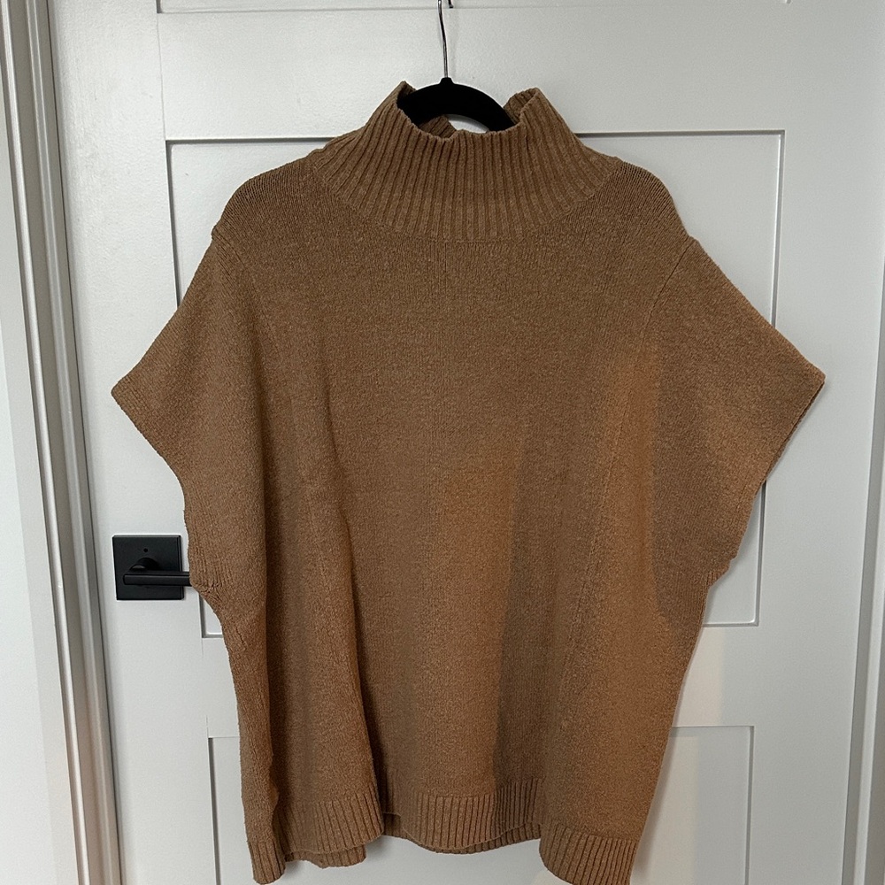 Lou & Grey Camel Turtleneck Poncho Sweater